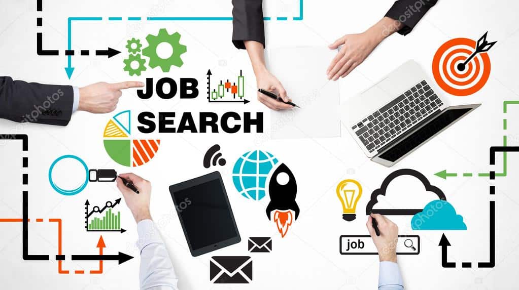 Job search icons and statistics