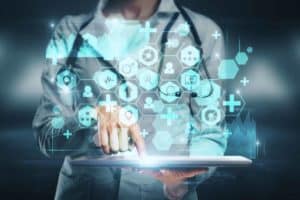 Icons of health and lab sector projected