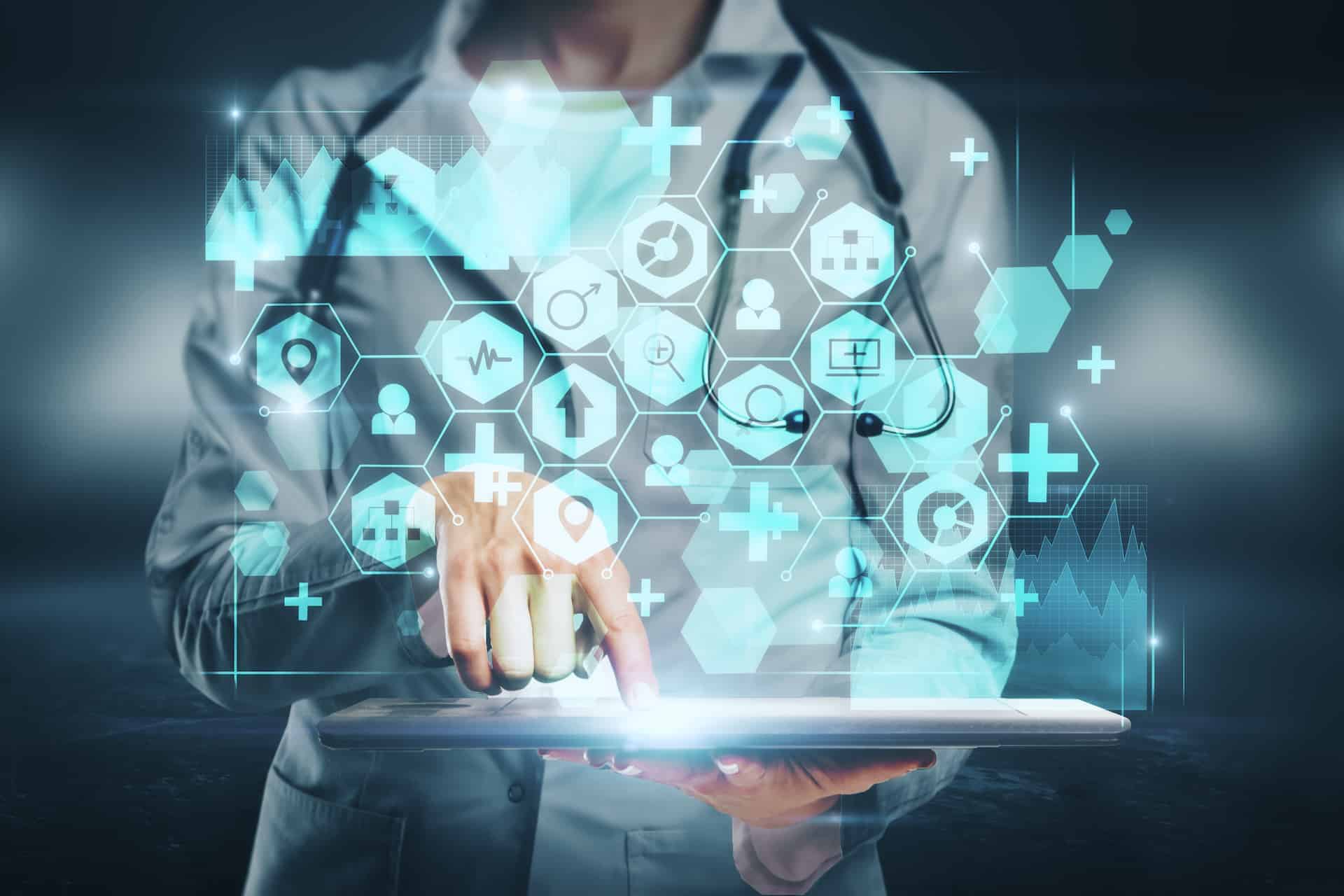 Icons of health and lab sector projected